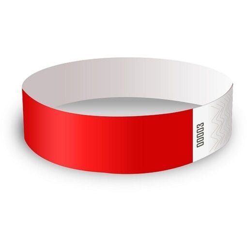 Wristband Red 3/4&Quot; Tyvek 100Ct