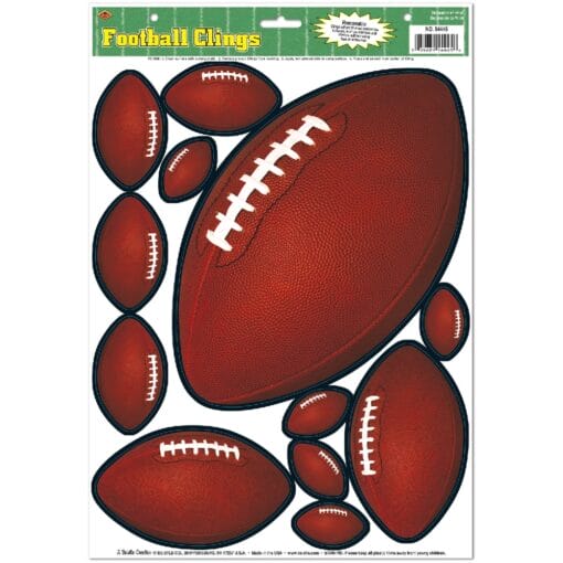 Football Clings 12&Quot;X17&Quot; Sheet Astd