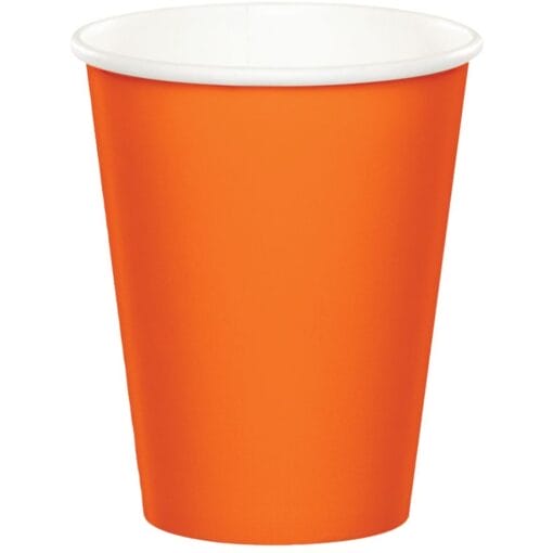Orange Cups Paper 9Oz 24Ct