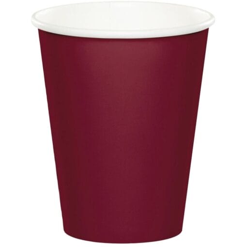 Burgundy Cups Paper 9Oz 24Ct