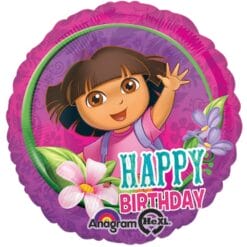 17" RND Dora Happy Bday Foil Balloon