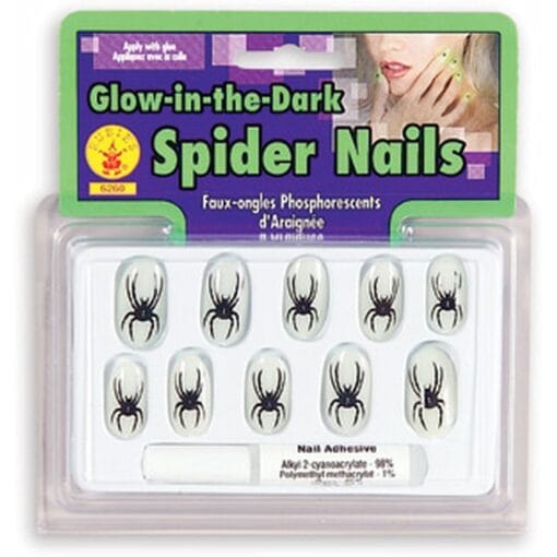 Nails Spider Print Glow In The Dark