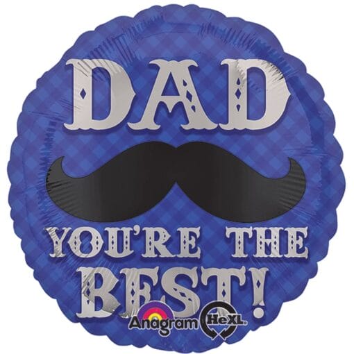 18&Quot; Rnd Dapper Dad Mustache Foil Balloon