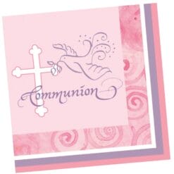 F/Dove Pink Napkin BVG Communion 16CT
