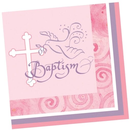 F/Dove Pink Napkin Bvg Baptism 16Ct