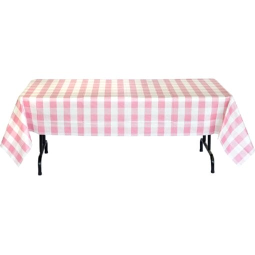 Pink &Amp; White Plaid Tablecover 54X108