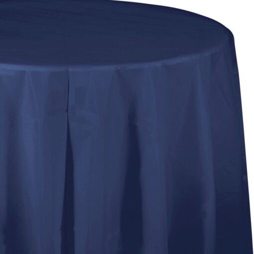 Navy Tablecover 82&Quot; Rnd Plastic
