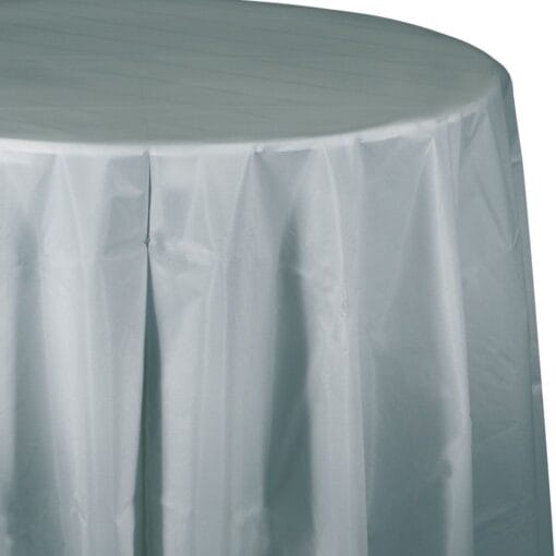 S Silver Tablecover 82&Quot; Rnd Plastic