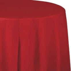 Classic Red Tablecover 82" RND Plastic