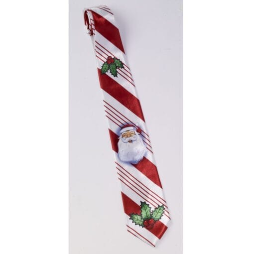 Christmas Tie Candy Cane W/Santa