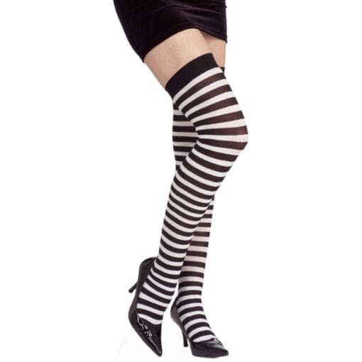 Black/White Striped Thigh High'S