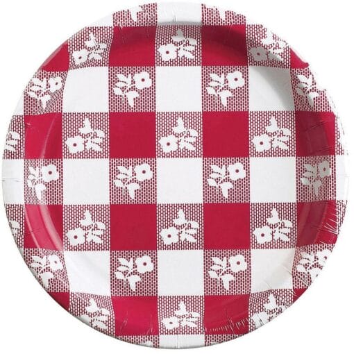 Red Gingham Plates, 10&Quot; Banquet 8Ct
