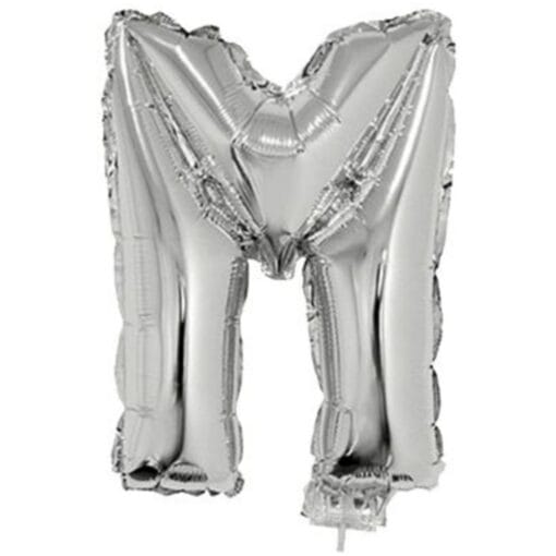 16&Quot; Ltr Silver M Foil Balloon