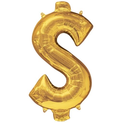 40&Quot; Shp Gold '$' Foil Balloon