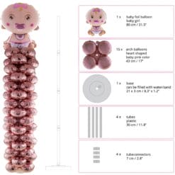 Baby Girl Foil Balloon Column Kit 66"