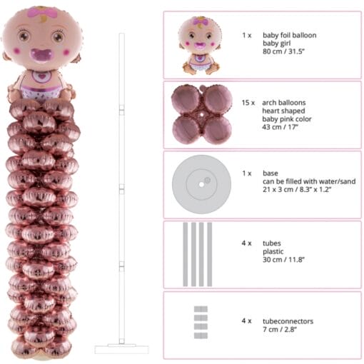 Baby Girl Foil Balloon Column Kit 66&Quot;