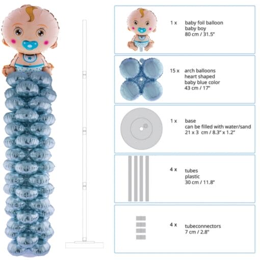 Baby Boy Foil Balloon Column Kit 66&Quot;
