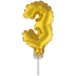 Cake Topper Gold 3 5" Foil Balloon