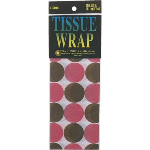Brown/Pink Dots Tissue Wrap Printed 4Sht