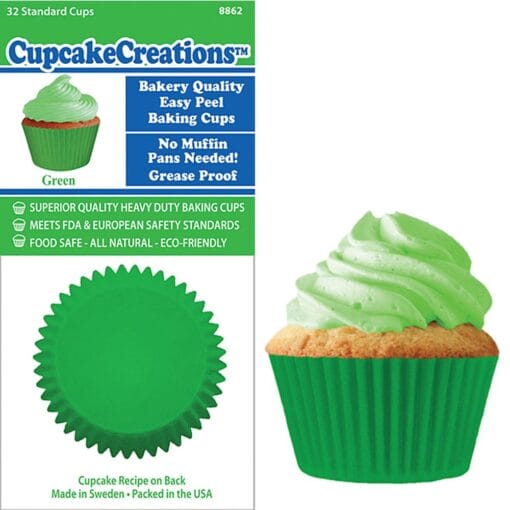 Green Cupcake Cups 32Pc Std Size