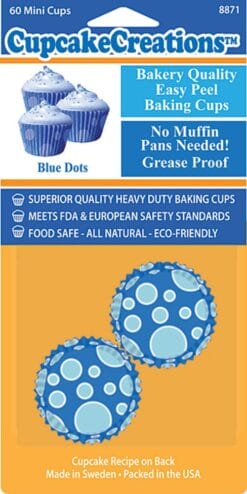Blue Dots Mini Cupcake Cups 60Pc