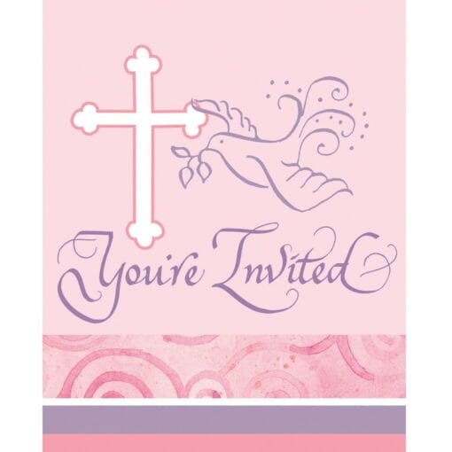 F/Dove Pink Invitations 8Ct