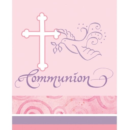 F/Dove Pink Invitations Communion 8Ct