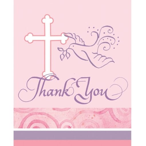 F/Dove Pink Thank You Notes 8Ct