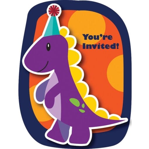 Little Dino Party Invitations 8Ct