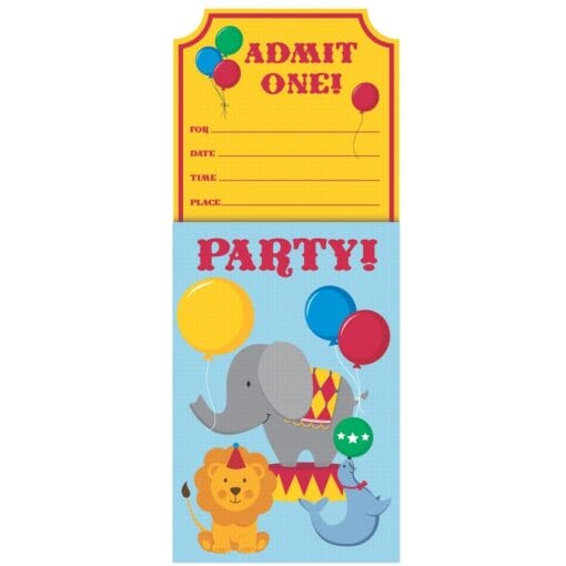Circus Time Invitations Popup 8Ct