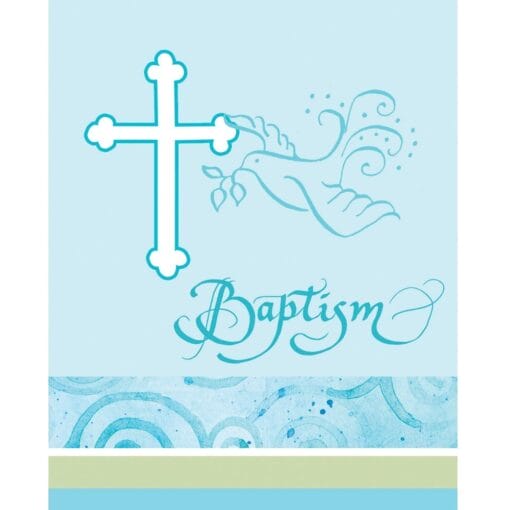 F/Dove Blue Baptism Invites 8Ct