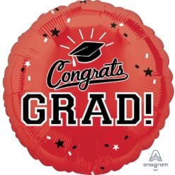 18" RND Red Congrats Grad Foil BLLN