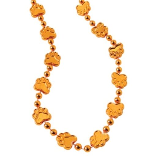 Orange Paw Print Beads Metallic 12Ct