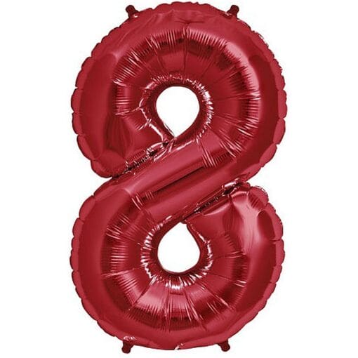 34&Quot; Shp Red #8 Foil Balloon