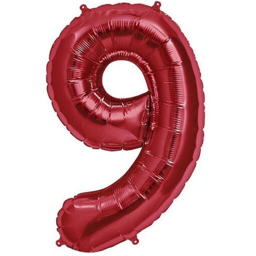 34&Quot; Shp Red #9 Foil Balloon