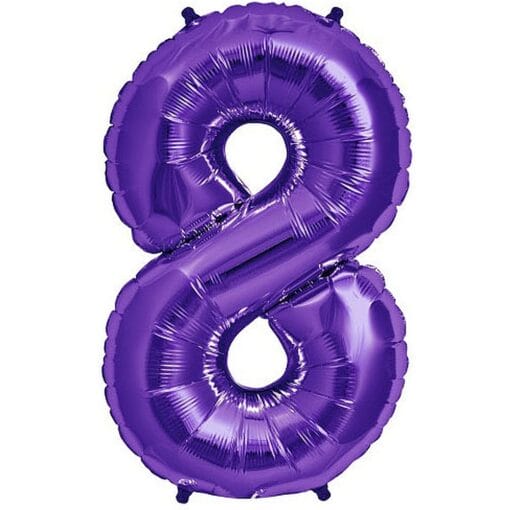 34&Quot; Shp Purple #8 Foil Balloon