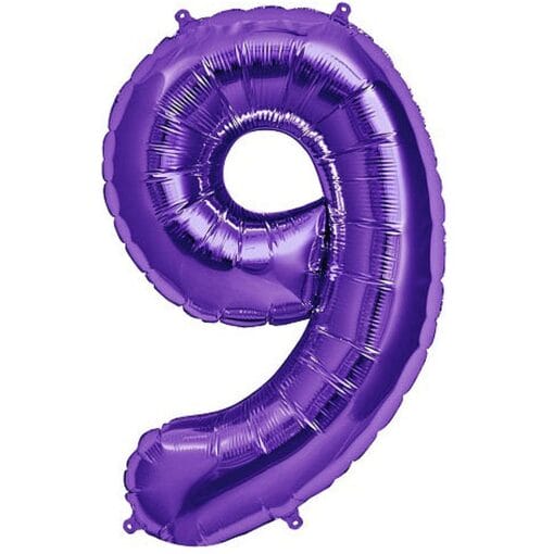 34&Quot; Shp Purple #9 Foil Balloon
