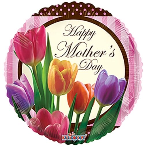 18&Quot; Rnd Mother'S Day Tulips Foil Bln