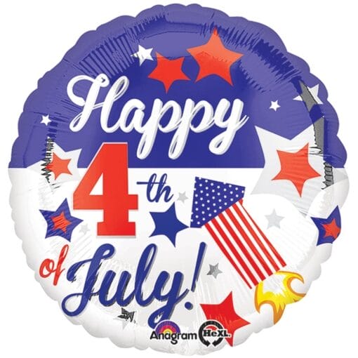 18&Quot; Rnd 4Th Of July Foil Balloon