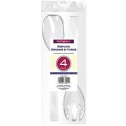Serving Spoons & Forks Clear Plastic 4CT