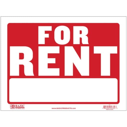 Sign, For Rent 9&Quot;X12&Quot;