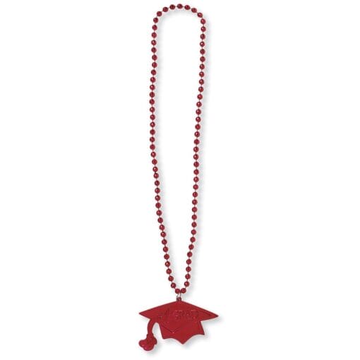 Red Grad Beads W/Medallion 33&Quot;