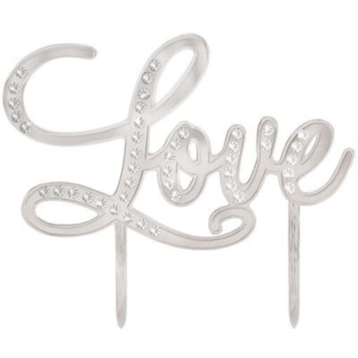 Cake Topper &Quot;Love&Quot; Silver W/Gems