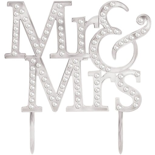 Cake Topper Silver &Quot;Mr &Amp; Mrs&Quot;