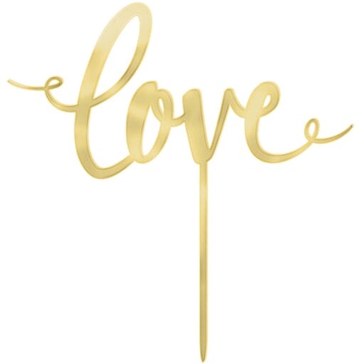 Cake Topper &Quot;Love&Quot; Gold Mirrored