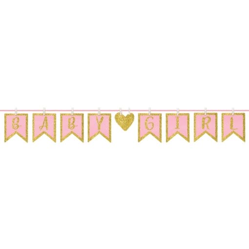 Baby Girl Pink W/Clothespins Banner