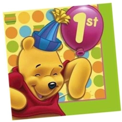 Pooh'S 1St Birthday Napkins Bvg 16Ct