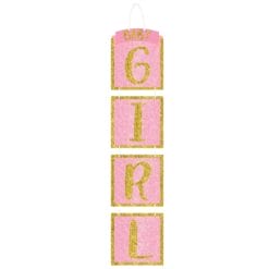 "GIRL" Pink w/Glitter Decoration