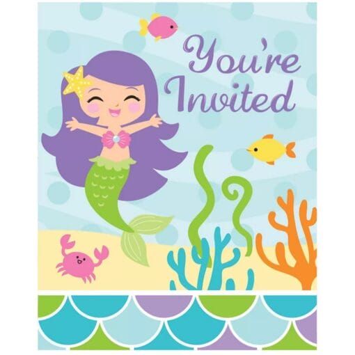 Mermaid Friends Invitations 8Ct