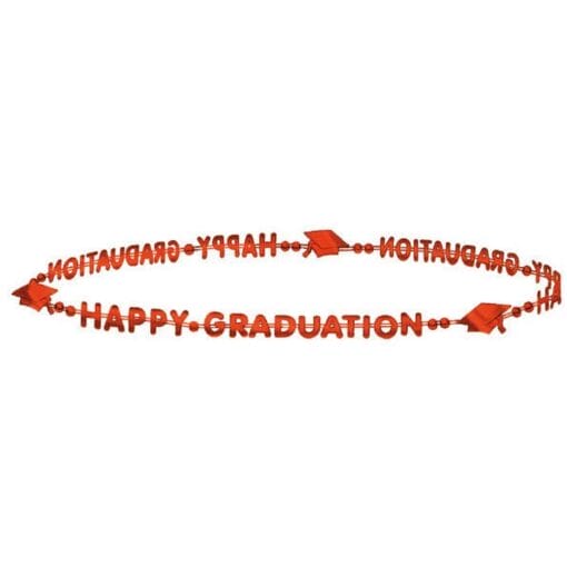 Orange Happy Graduation Bead Necklace